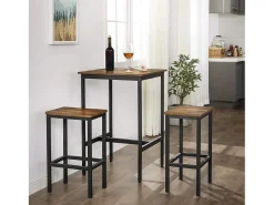 Mesa alta 60x60x90 cm negro marrón rústico