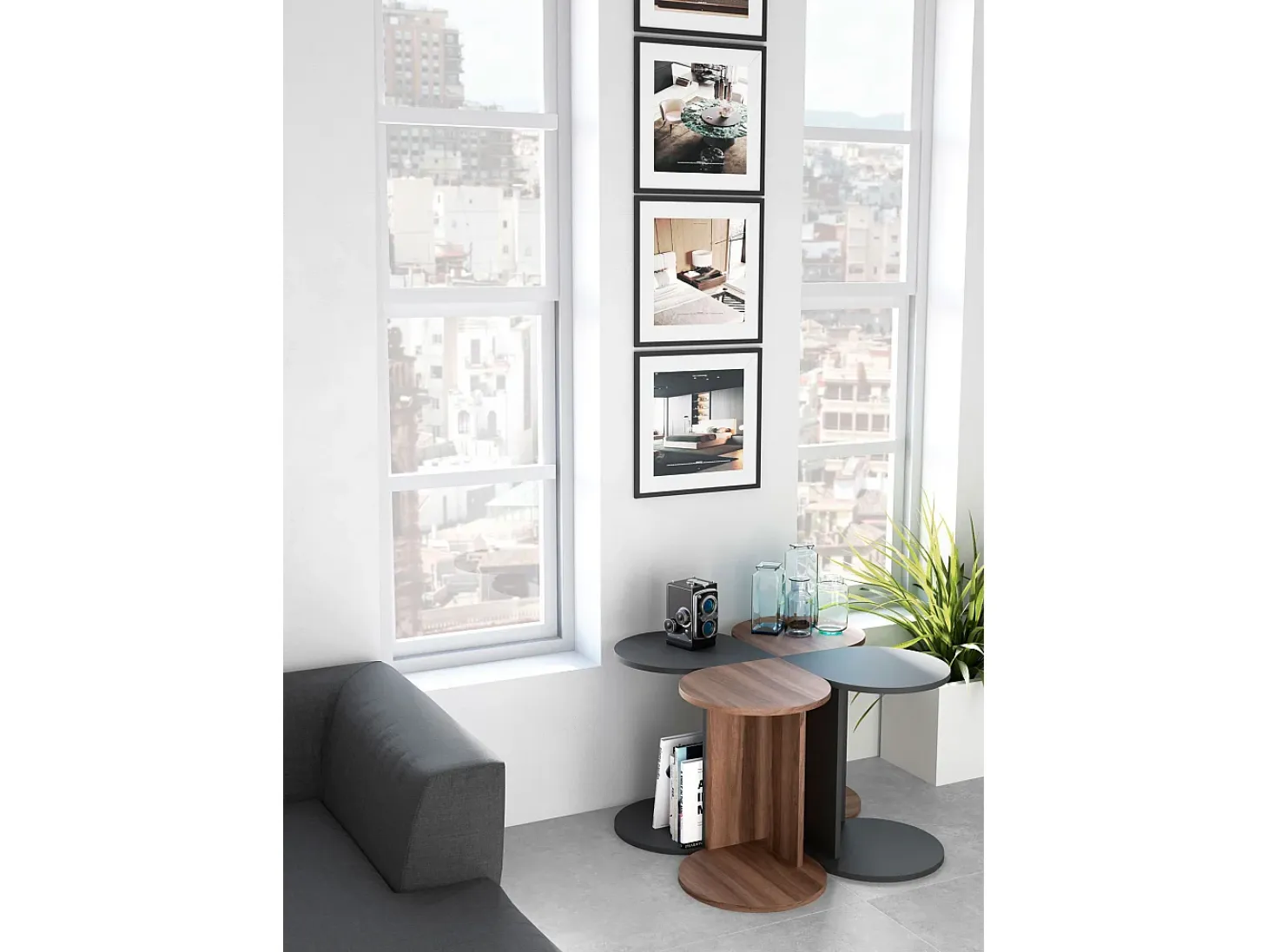 Mesa auxiliar - A62cm x L46cm x P55cm gris grafito -Trébol