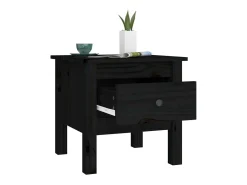 Mesa auxiliar 2 uds de madera maciza de pino negro 40x40x39 cm