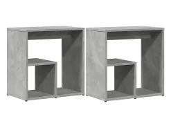 Mesa auxiliar 2 uds madera ingeniería gris hormigón 50x30x50 cm ES670336