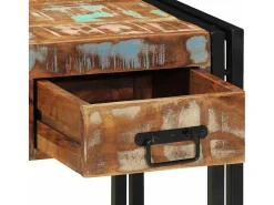 Mesa auxiliar 40 x 40 x 50 cm Madera recuperada maciza y metal