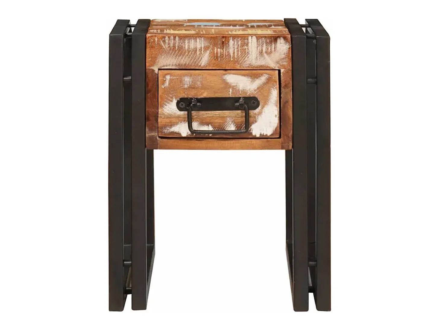 Mesa auxiliar 30 x 30 x 40 cm Madera recuperada maciza y metal