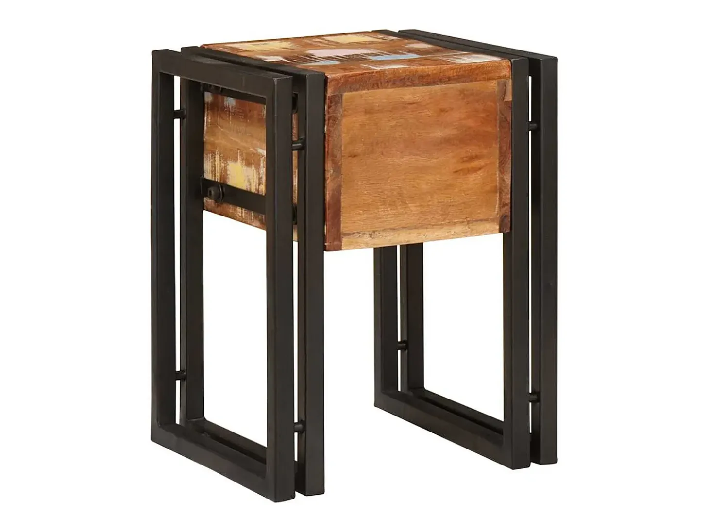 Mesa auxiliar 30 x 30 x 40 cm Madera recuperada maciza y metal