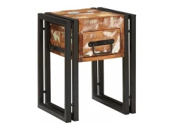 Mesa auxiliar 30 x 30 x 40 cm Madera recuperada maciza y metal