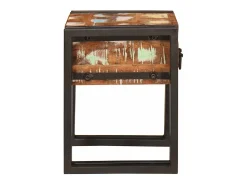 Mesa auxiliar 30 x 30 x 40 cm Madera recuperada maciza y metal