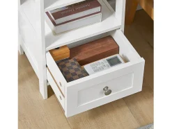 Mesa Auxiliar Alta Mesita de noche con 1 cajón y 3 Niveles Mesa para salón comedor Blanco 30 x 28 x 74 cm FBT91-W SoBuy ES