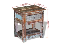 Mesa auxiliar con 1 cajón madera maciza reciclada 43x33x51 cm