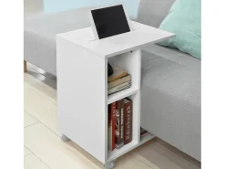 Mesa Auxiliar con 2 Estantes, Consola,Mesita de Noche con Ruedas para iPad, Teléfono o Lampara FBT48-W SoBuy ES