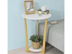 Mesa Auxiliar con 2 Estantes Mesita de Noche Mesa de Café Mesa de Centro Consola H60 cm FBT52-WN SoBuy ES