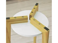 Mesa Auxiliar con 2 Estantes Mesita de Noche Mesa de Café Mesa de Centro Consola H60 cm FBT52-WN SoBuy ES