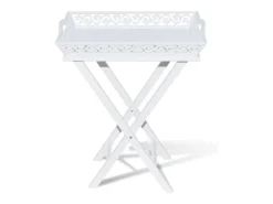 Mesa auxiliar con bandeja blanca