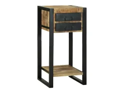 Mesa Auxiliar con cajón Marrón Madera maciza de mango rugosa