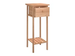 Mesa auxiliar con cajón madera maciza nogal 25x25x60 cm