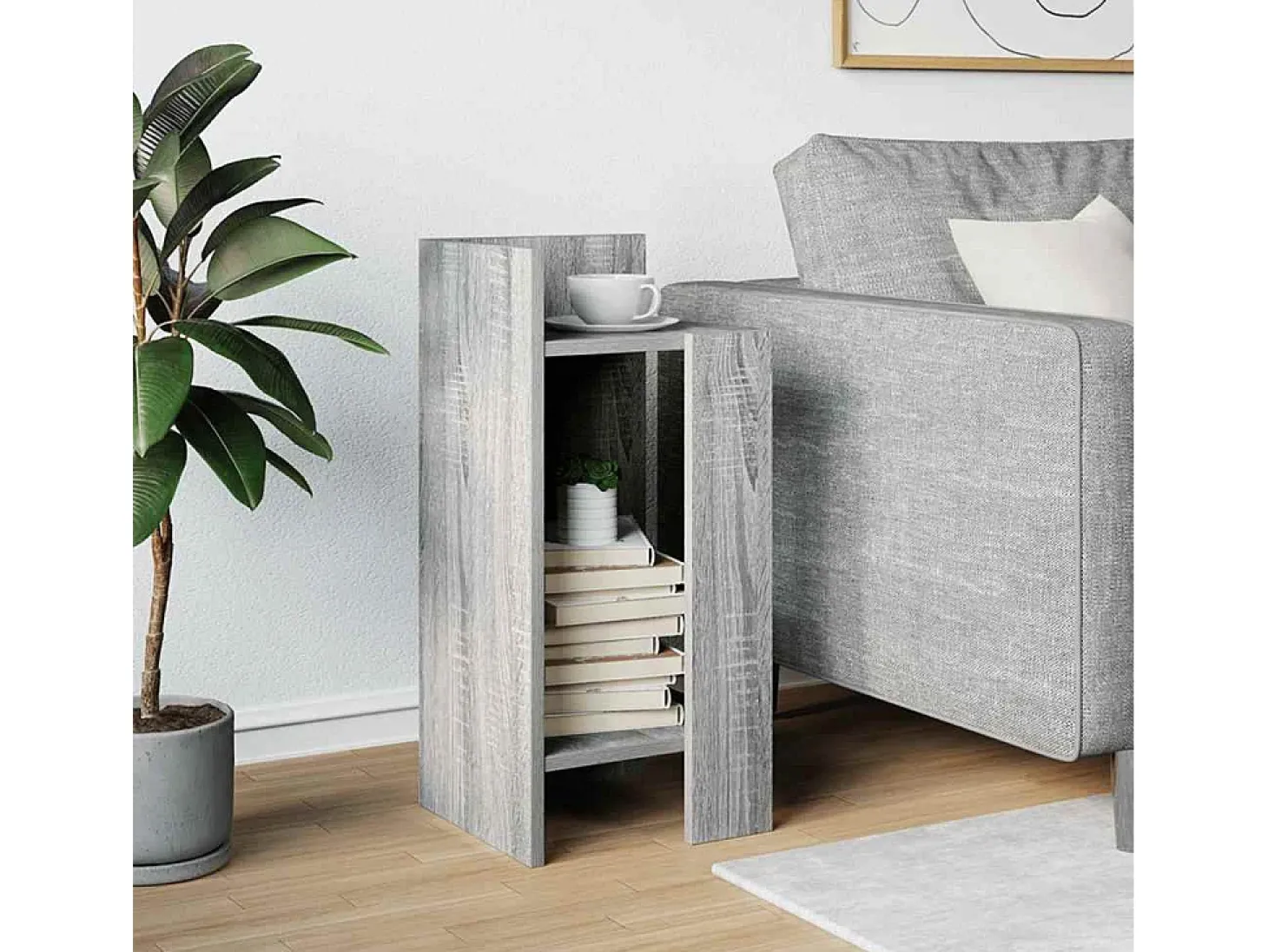Mesa auxiliar con estante gris sonoma 25,5x27x60 cm