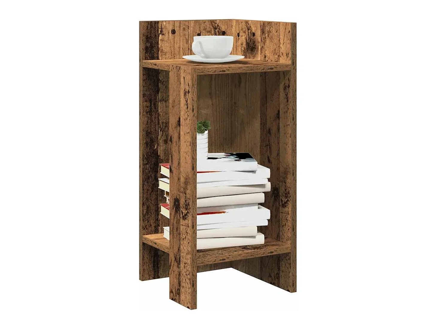 Mesa auxiliar con estante envejecida 25,5x27x60 cm