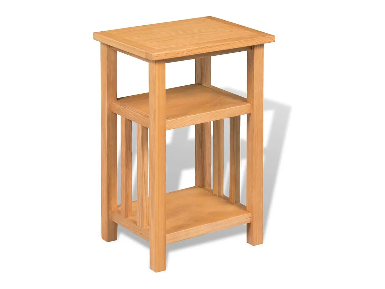Mesa auxiliar con estante de madera de roble maciza 27x35x55cm