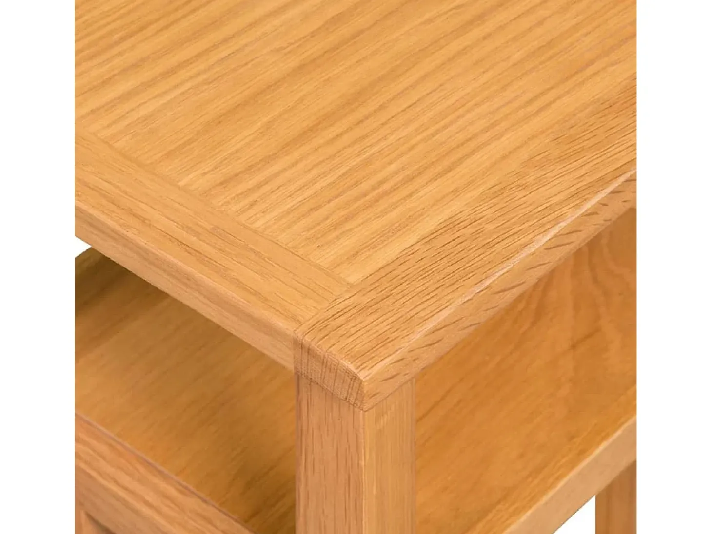 Mesa auxiliar con estante de madera de roble maciza 27x35x55cm
