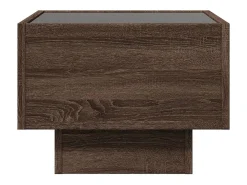 Mesa auxiliar con LED madera ingeniería marrón roble 40x40x30cm