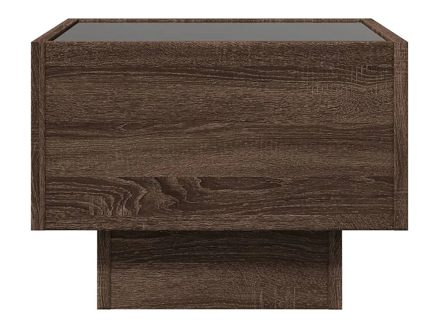 Mesa auxiliar con LED madera ingeniería marrón roble 40x40x30cm