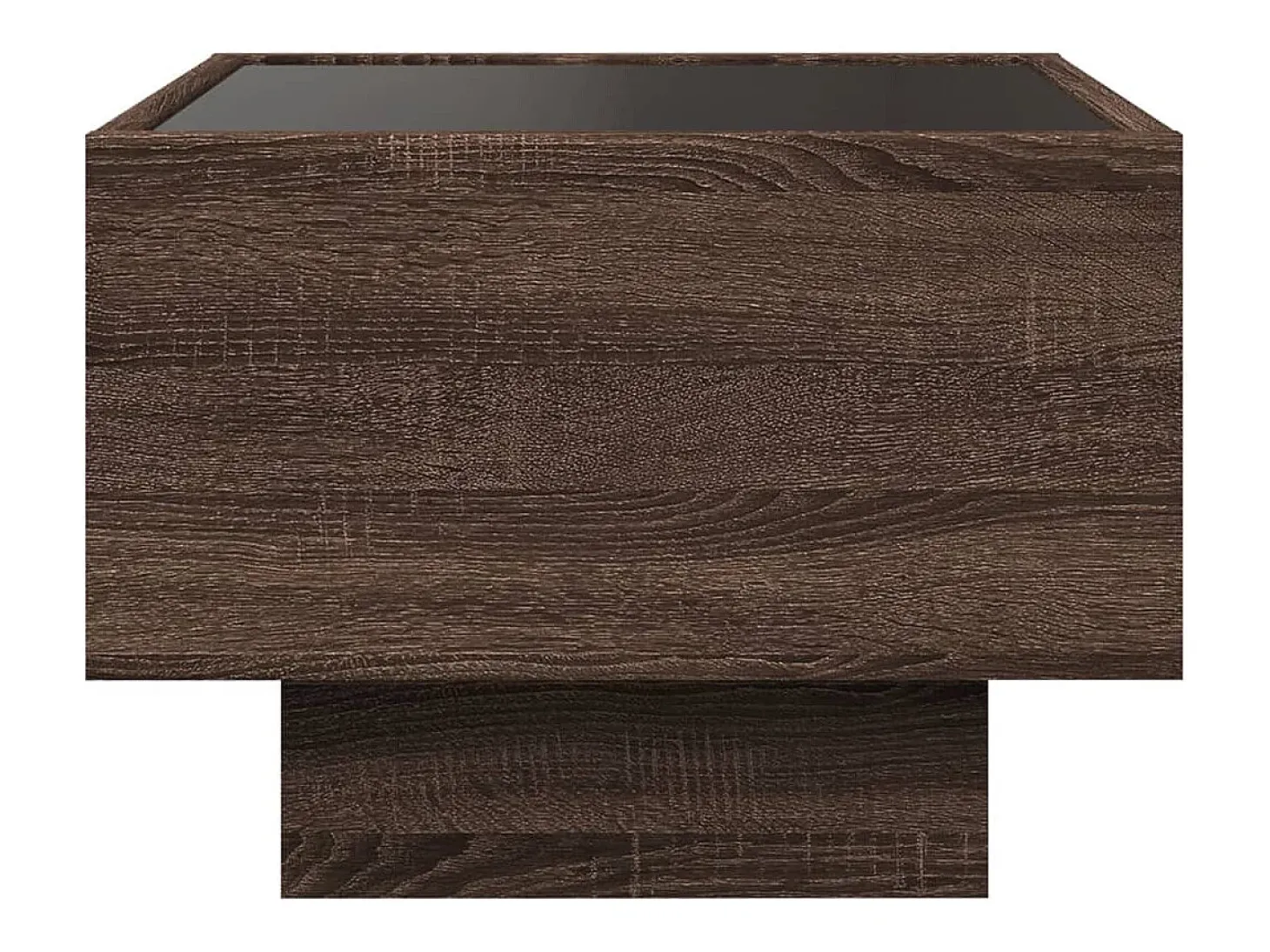 Mesa auxiliar con LED madera ingeniería marrón roble 40x40x30cm