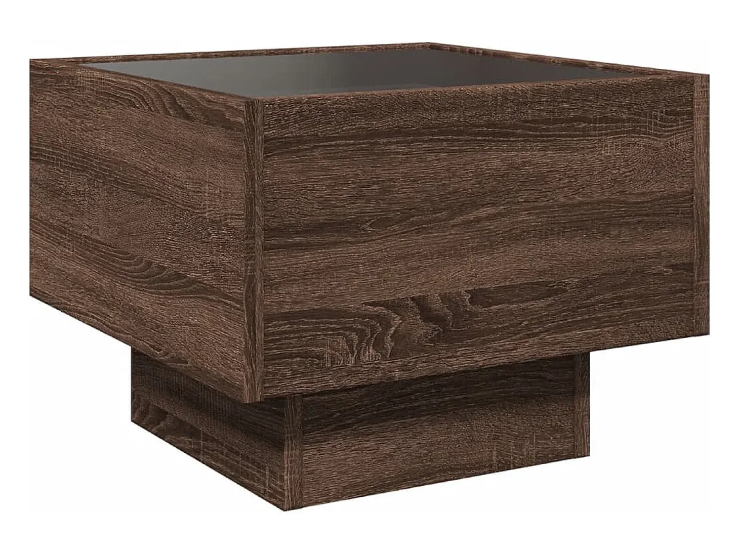 Mesa auxiliar con LED madera ingeniería marrón roble 40x40x30cm