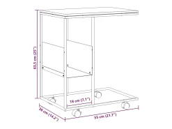 Mesa auxiliar con ruedas madera ingeniería negra 55x36x63,5 cm