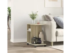 Mesa auxiliar con ruedas madera ingeniería Sonoma 50x30x55 cm ES524871