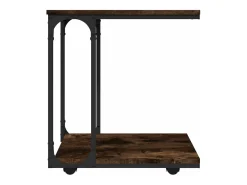 Mesa auxiliar con ruedas madera roble ahumado 50x35x55,5 cm