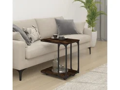 Mesa auxiliar con ruedas madera roble ahumado 50x35x55,5 cm