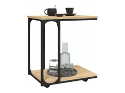 Mesa auxiliar con ruedas madera roble Sonoma 50x35x55,5 cm