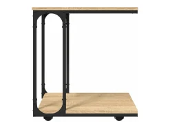 Mesa auxiliar con ruedas madera roble Sonoma 50x35x55,5 cm