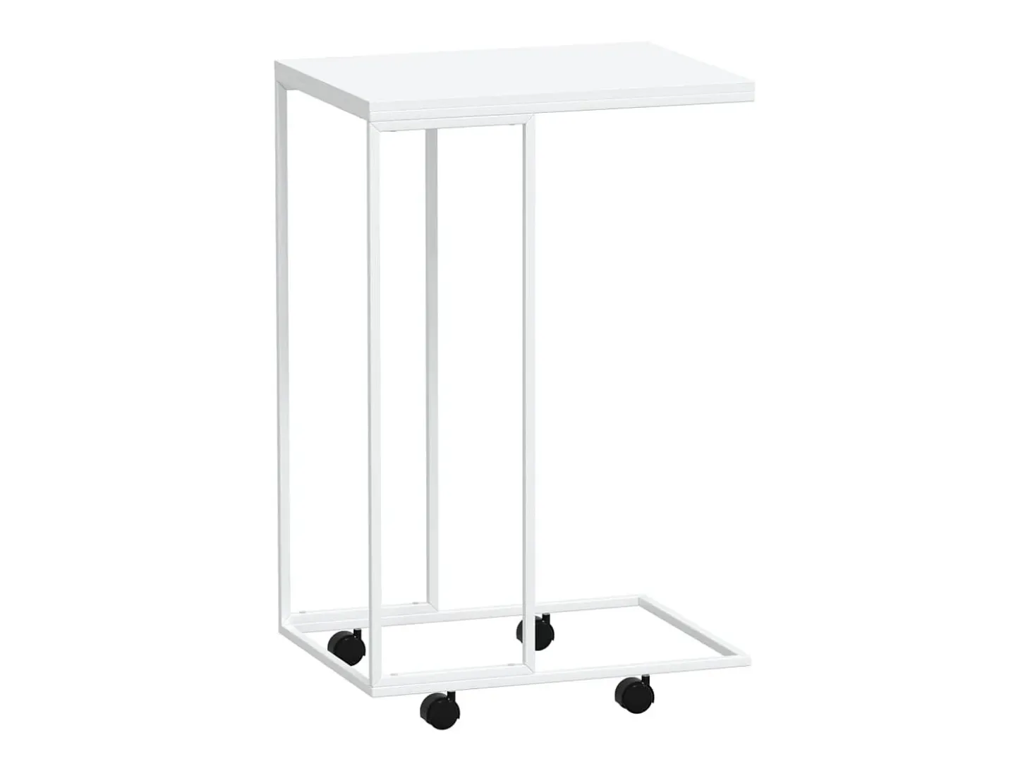 Mesa auxiliar con ruedas contrachapado blanco 40x30x63,5 cm