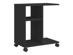Mesa auxiliar con ruedas madera de ingeniería negra 50x30x55 cm ES723172