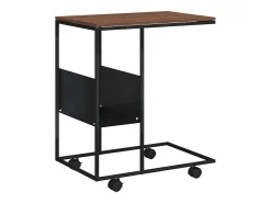 Mesa auxiliar con ruedas madera ingeniería negra 55x36x63,5 cm