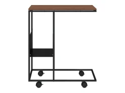 Mesa auxiliar con ruedas madera ingeniería negra 55x36x63,5 cm