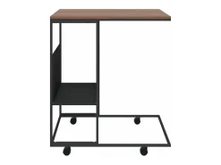 Mesa auxiliar con ruedas de contrachapado negro 55x36x63,5 cm