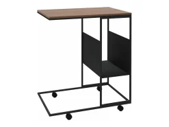 Mesa auxiliar con ruedas de contrachapado negro 55x36x63,5 cm