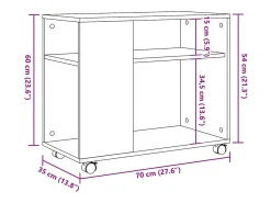 Mesa auxiliar con ruedas madera roble ahumado 70x35x60 cm