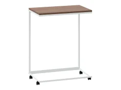 Mesa auxiliar con ruedas de contrachapado blanco 55x35x70 cm