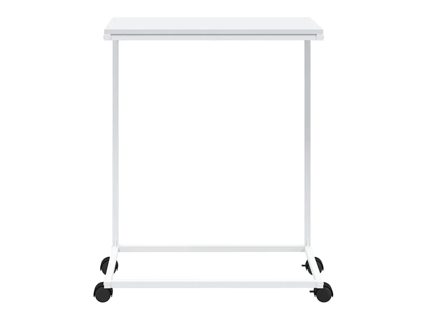 Mesa auxiliar con ruedas de contrachapado blanco 55x35x70 cm