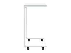 Mesa auxiliar con ruedas de contrachapado blanco 55x35x70 cm