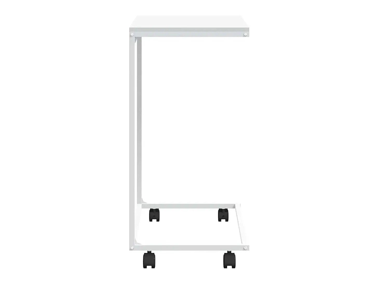 Mesa auxiliar con ruedas de contrachapado blanco 55x35x70 cm