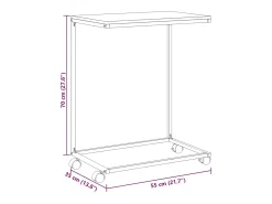 Mesa auxiliar con ruedas de contrachapado blanco 55x35x70 cm