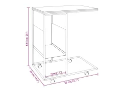 Mesa auxiliar con ruedas contrachapado negro 55x36x63,5 cm