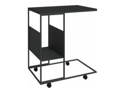 Mesa auxiliar con ruedas contrachapado negro 55x36x63,5 cm