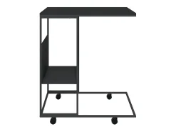 Mesa auxiliar con ruedas contrachapado negro 55x36x63,5 cm