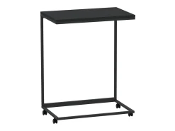 Mesa auxiliar con ruedas de contrachapado negro 55x35x70 cm