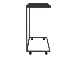 Mesa auxiliar con ruedas de contrachapado negro 55x35x70 cm