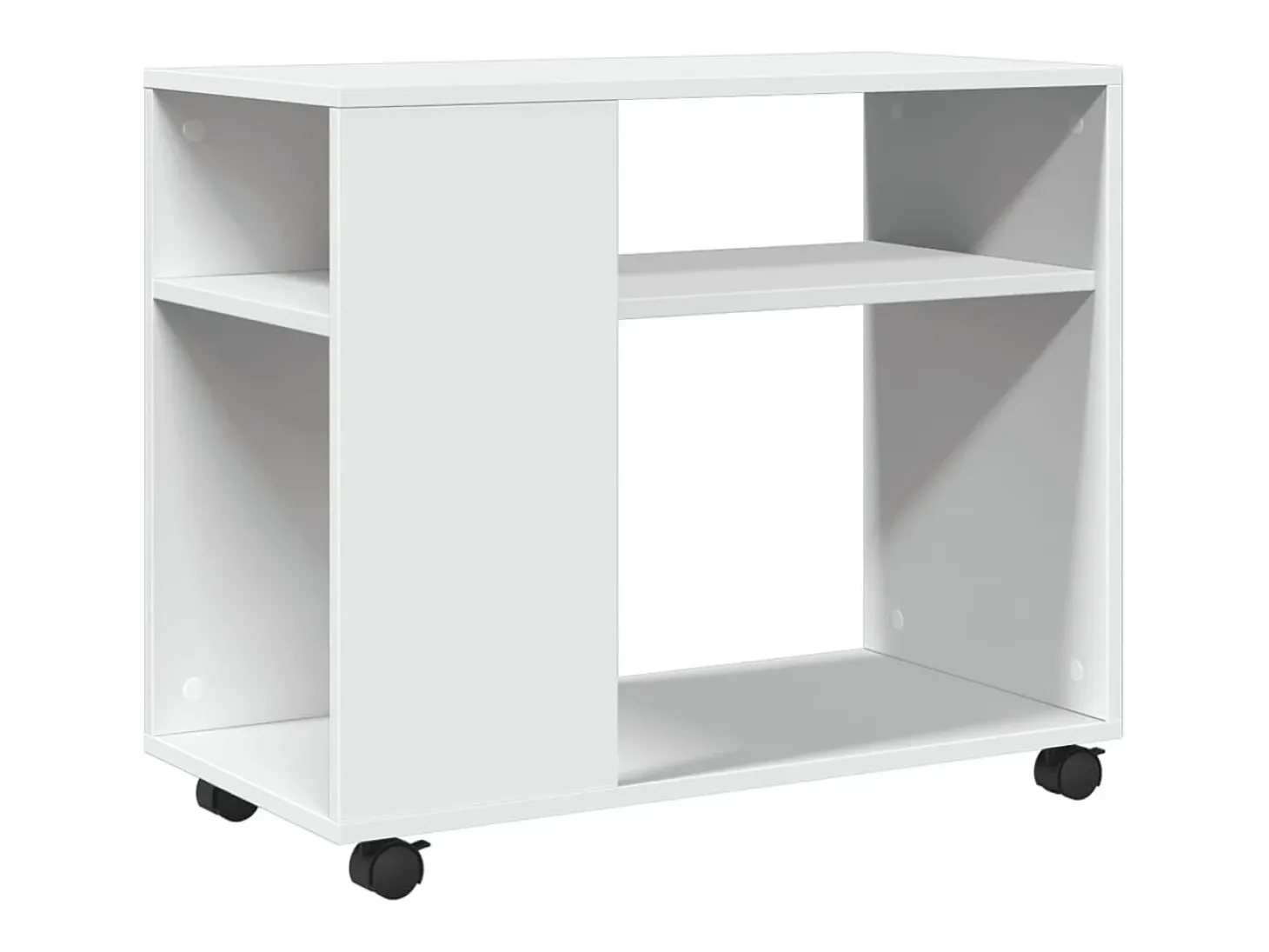 Mesa auxiliar con ruedas madera ingeniería blanco 70x35x60 cm