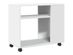 Mesa auxiliar con ruedas madera ingeniería blanco 70x35x60 cm